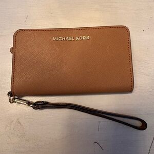 Michael Kors wristlet wallet brown